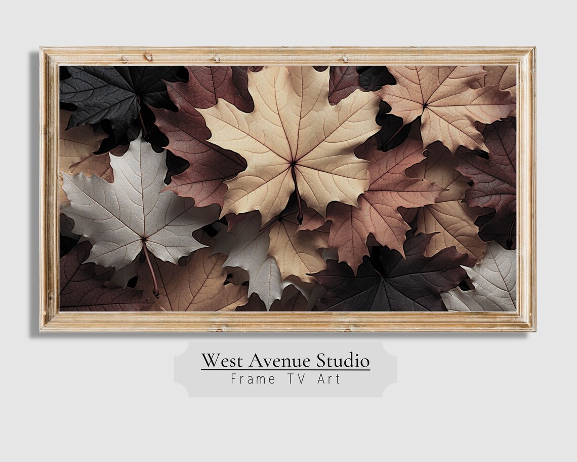 Neutral Fall Maple Leaves Farmhouse Art Print - Image 2