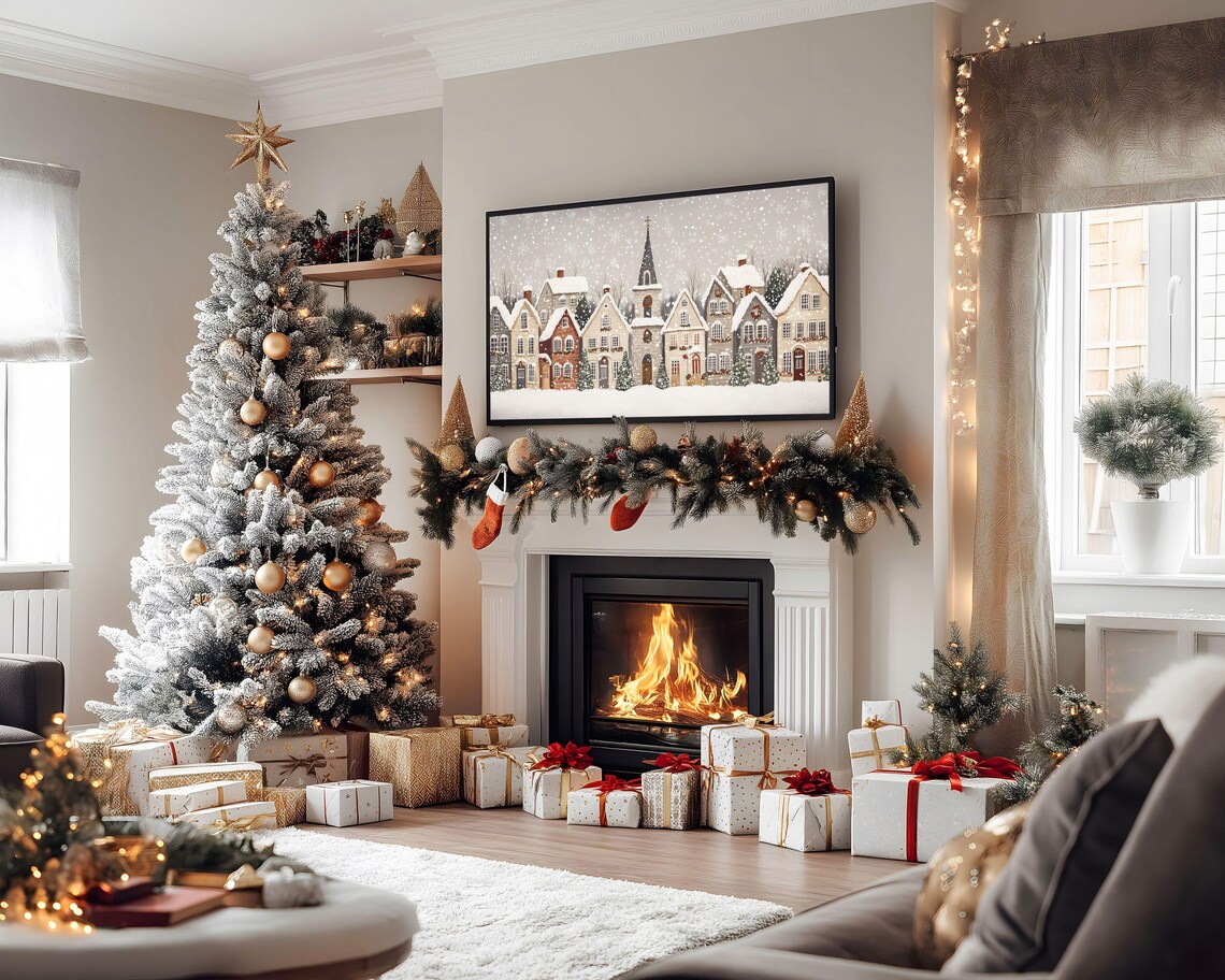 Christmas Village Winter Scene Art Print - Image 3