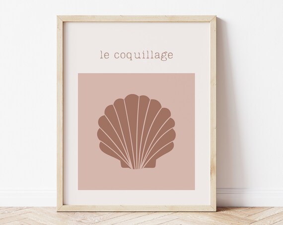 Le Coquillage Scallop Shell Minimal Blush Pink Coastal Boho Wall Art