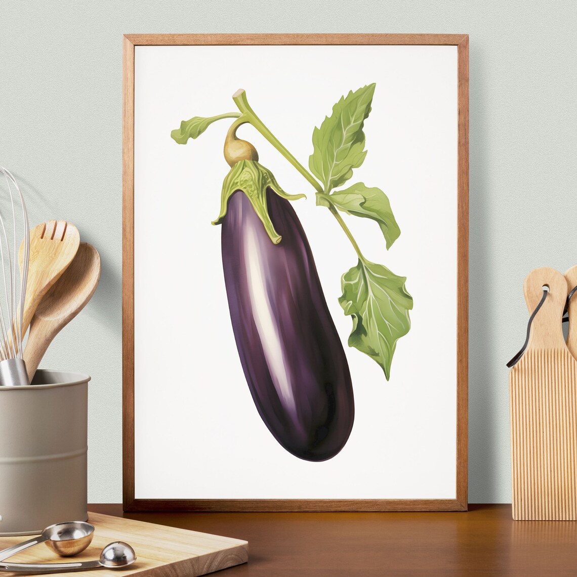 Eggplant Vegetable Poster, Vintage Minimal Kitchen Art - Image 3