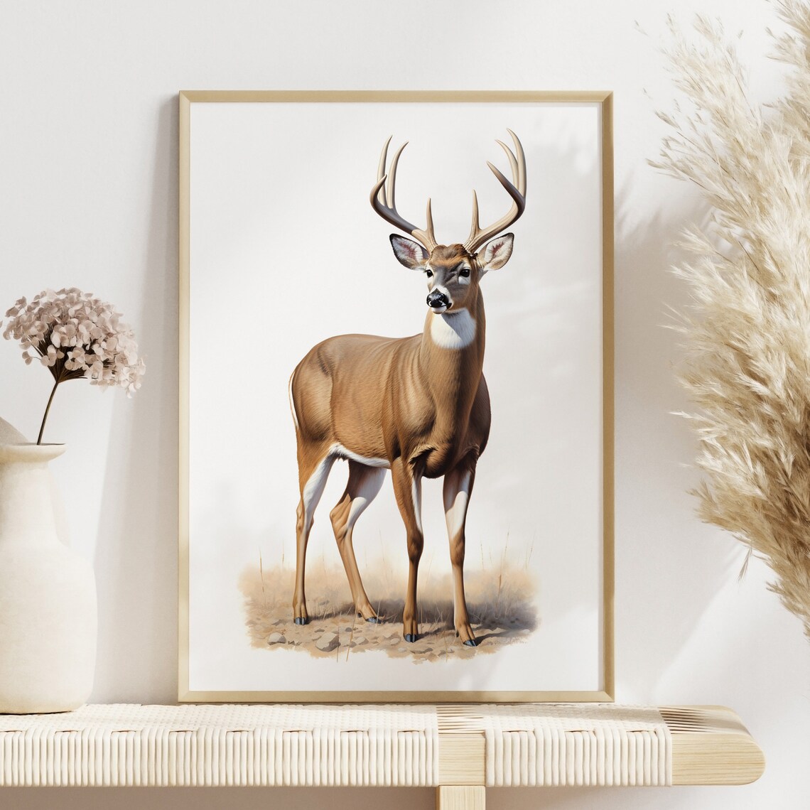 White Tailed Deer Minimal Poster, Wildlife Art - Image 4