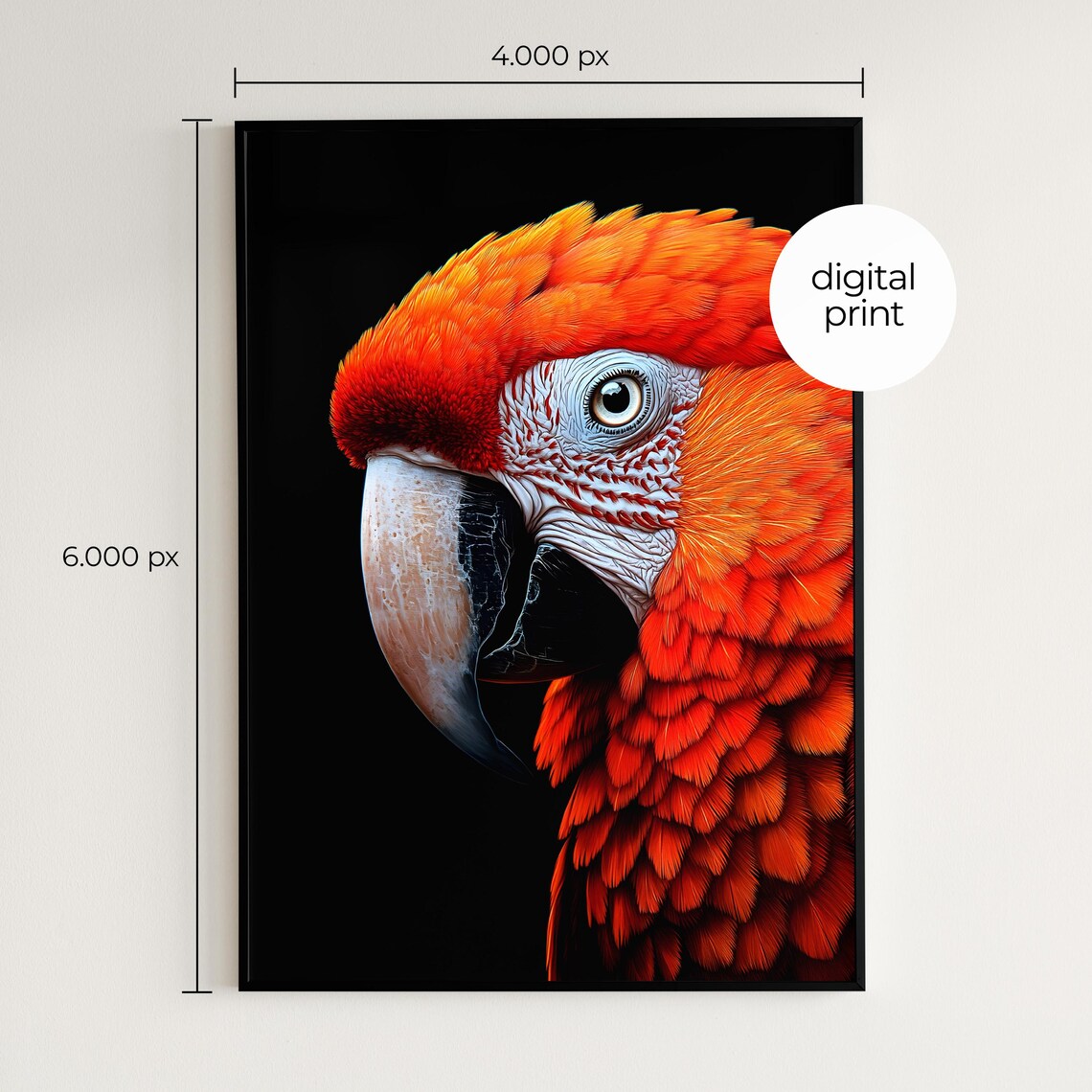 Scarlet Macaw Close Up Fiery Red Feathers Tropical Bird Wall Print - Image 2