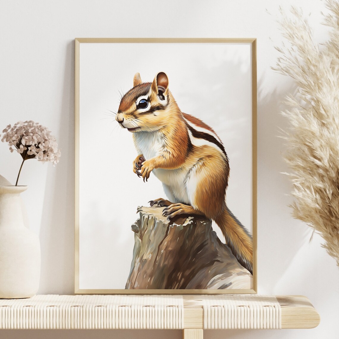 Eastern Chipmunk Minimal Poster, Forest Wildlife - Image 3