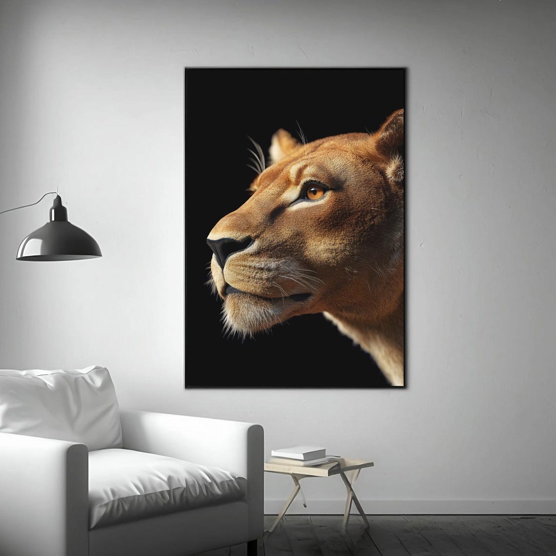 Lion Photo Poster Wall Art Minimal Modern Mammal Wildlife Home Decoration Portrait Close Up Fur Africa Female Panthera Leo Hunt - Image 3