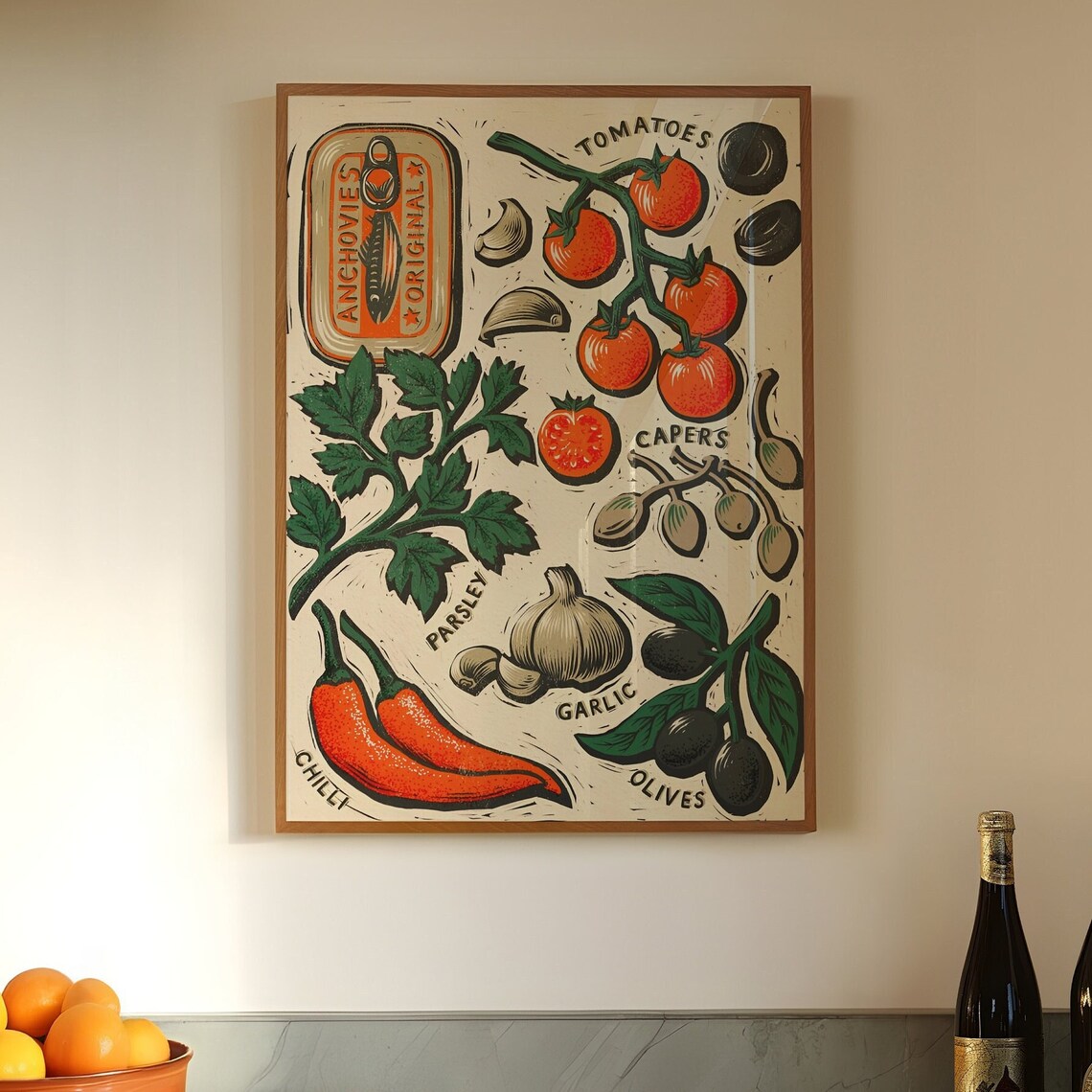 Anchovies Art Print Sardines Print Sardine Tin Poster Retro Fish Wall Art Vintage Foodie Gift Trendy Dining Room Decor Print