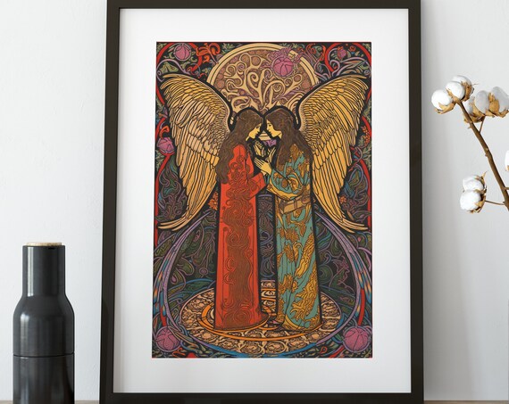 The Lovers Psychedelic Tarot, Nouveau Wedding Print