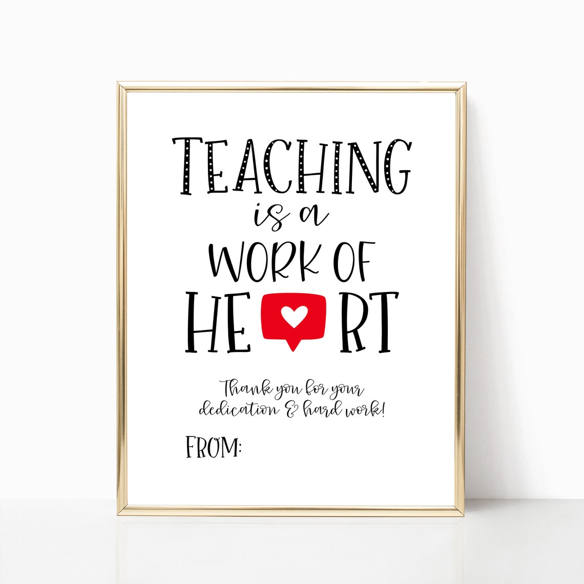 Teaching Is A Work Of Heart Teacher Appreciation Quote Wall Art