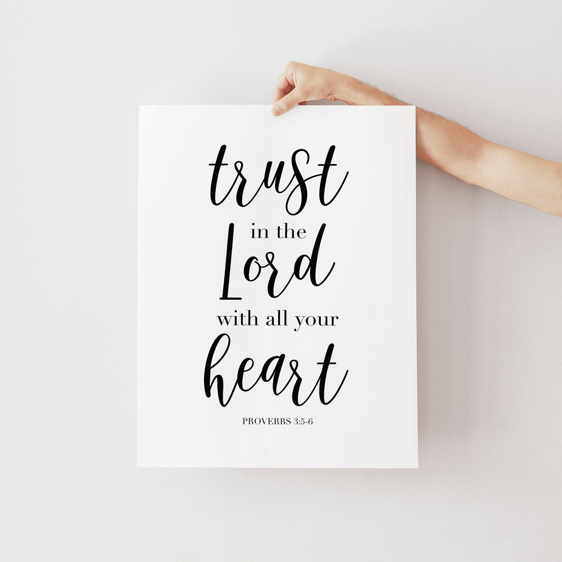 Trust In The Lord With All Your Heart Bible Verse Wall Art Farmhouse Wall Decor Proverbs 3 5 6 - Image 2