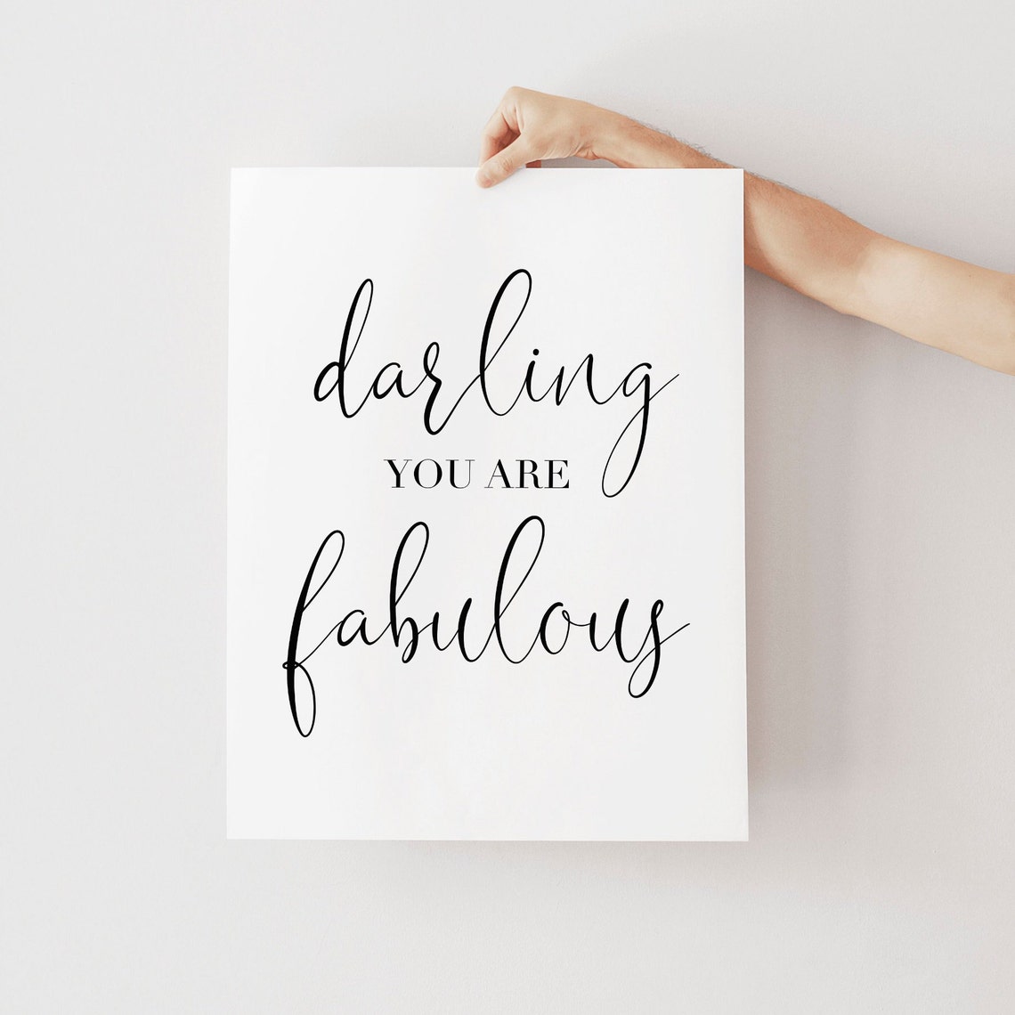 Darling You Are Fabulous Motivational Quote Chic Script Wall Art - Image 2