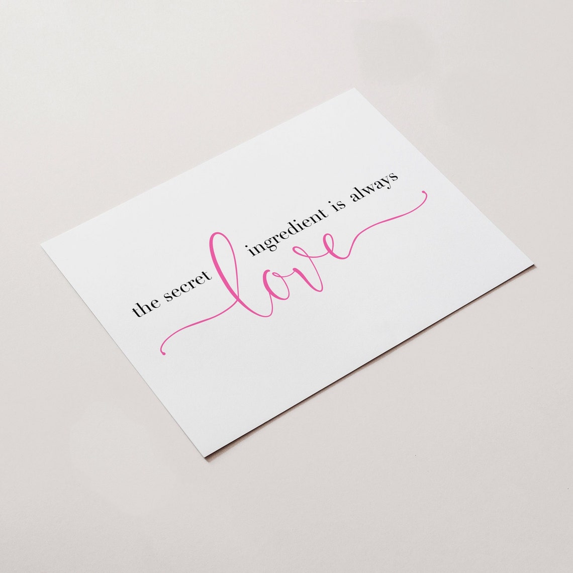 The Secret Ingredient Is Always Love Script Kitchen Quote Wall Art - Image 3