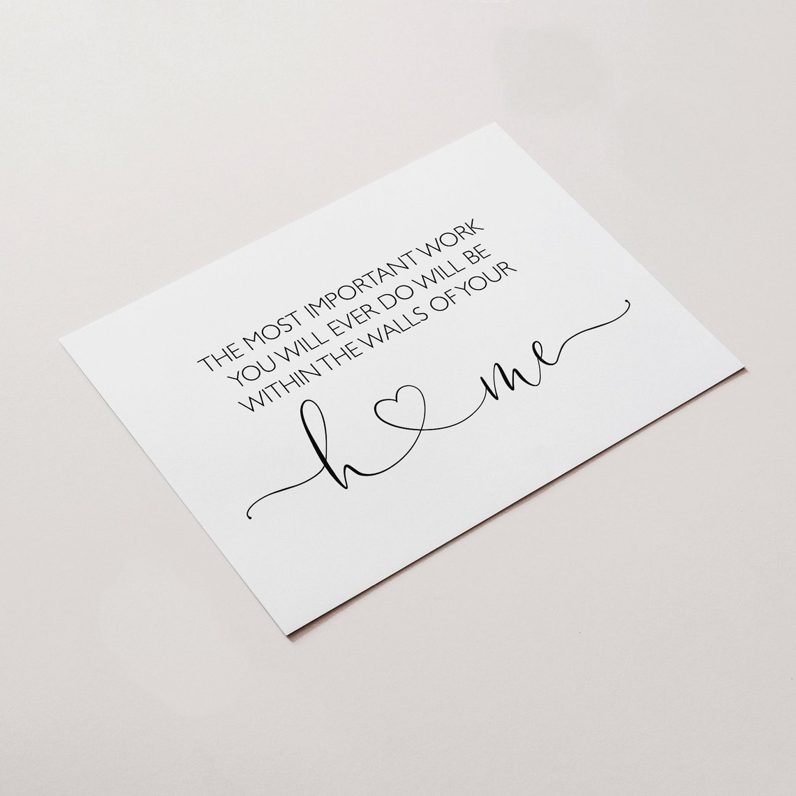 The Most Important Work Home Script Heart Quote Wall Art Print - Image 3