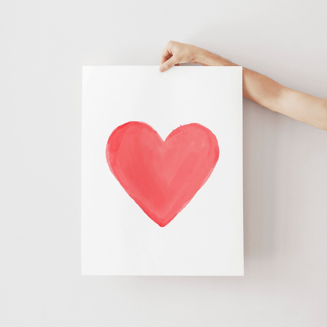 Red Watercolor Heart Minimalist Valentine Love Artwork Poster - Image 3