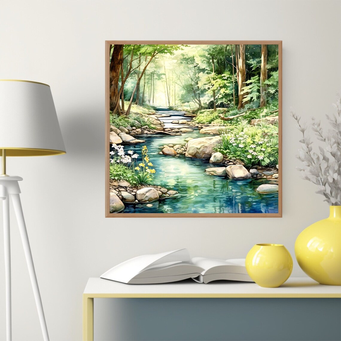 Forest River Watercolor Nature Landscape Art Print - Image 5