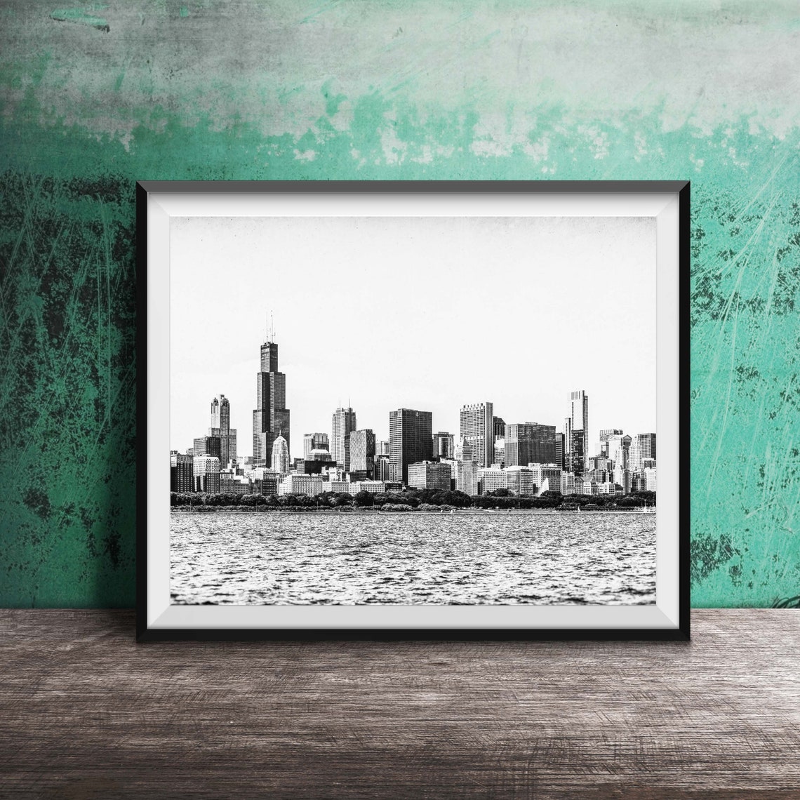 Chicago Skyline Willis Tower Lake Michigan Daytime Photography Poster - Image 2
