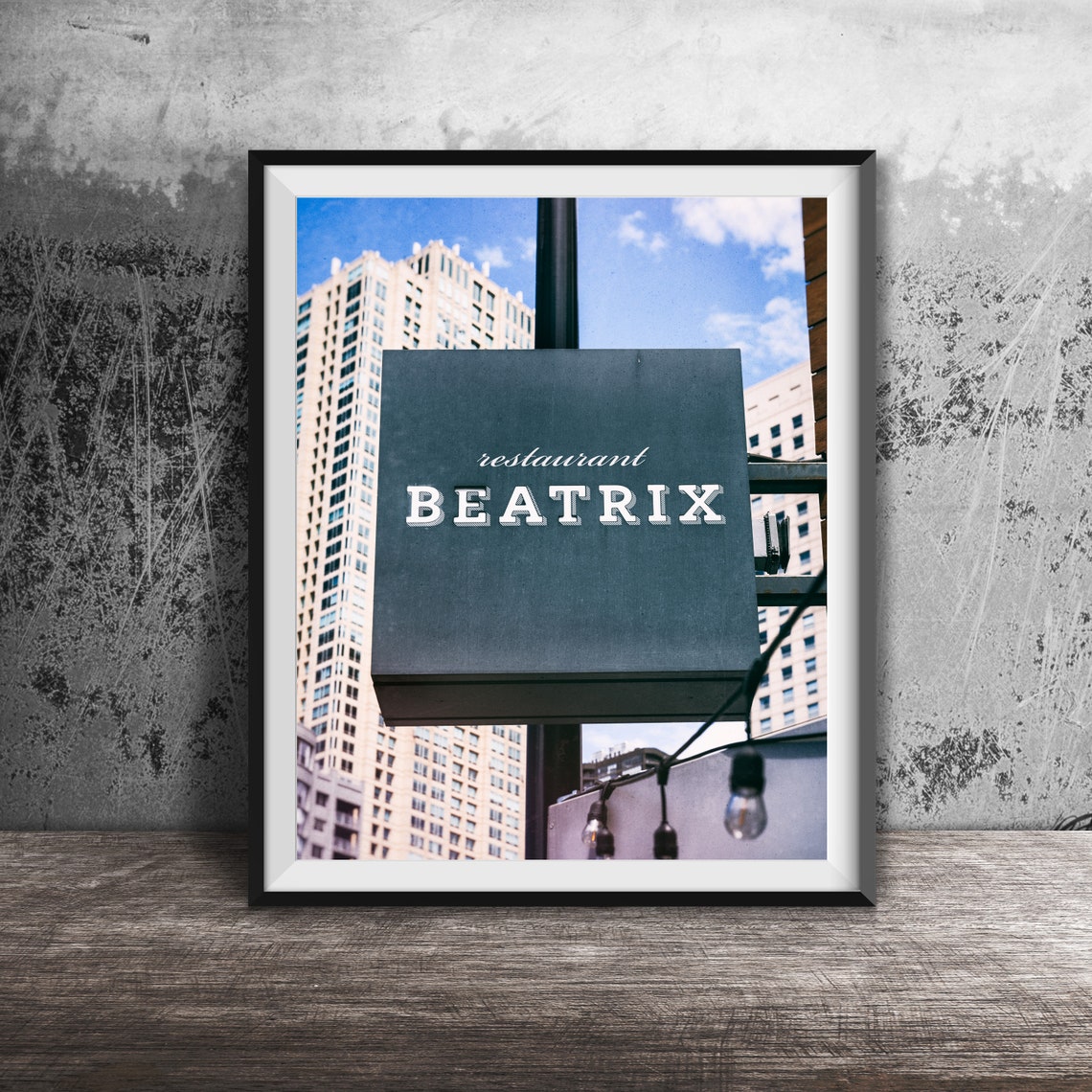 Beatrix Restaurant Modern Blade Sign Chicago River North Poster