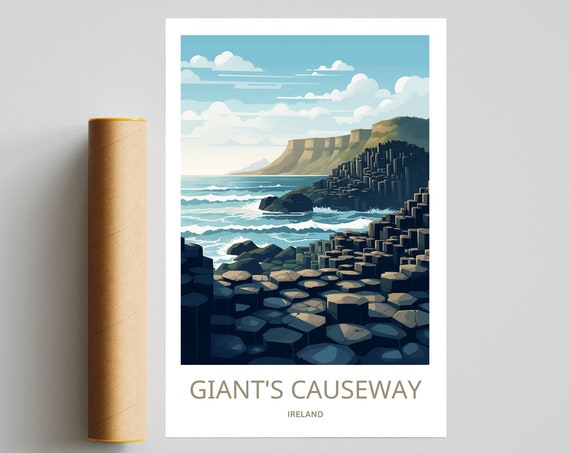 Giants Causeway Travel Poster, Ireland Wall Art