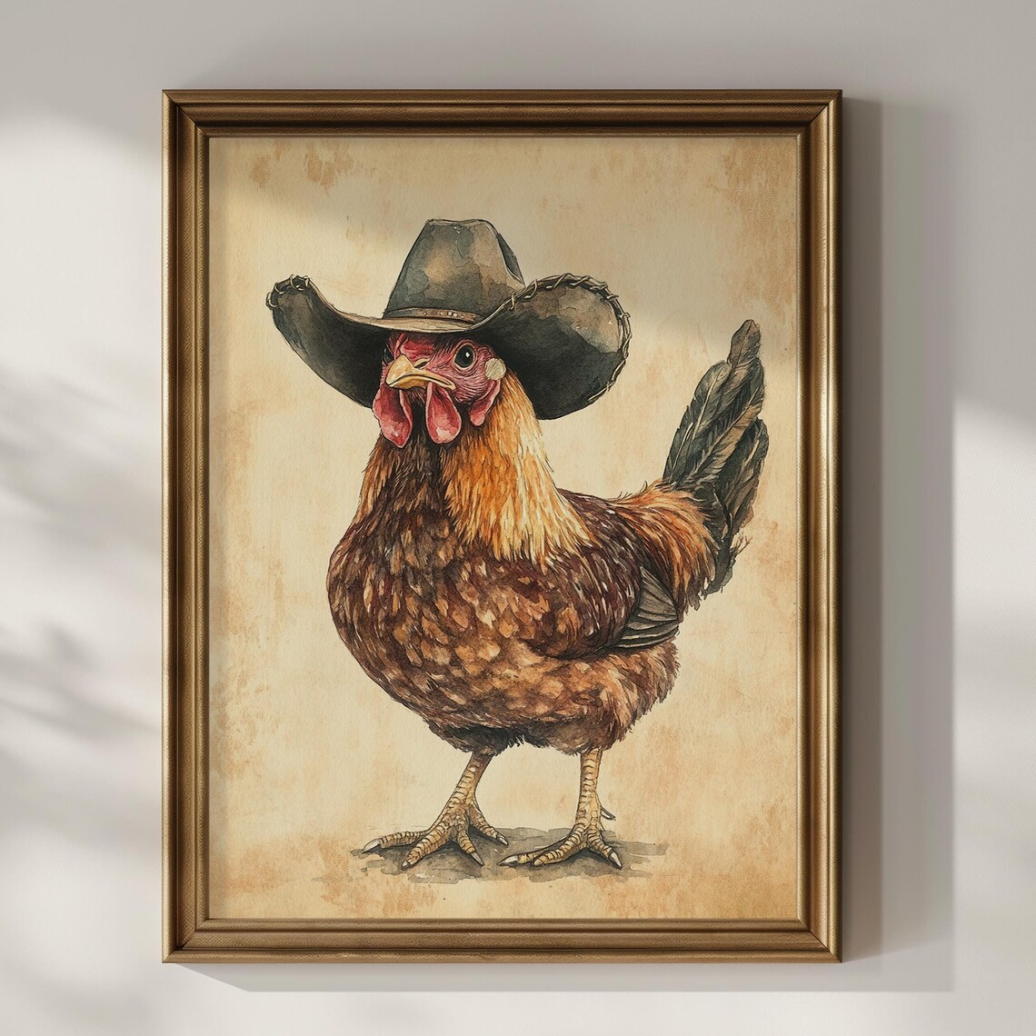 Chicken Cowboy Hat Funny Western Farmhouse Art Print