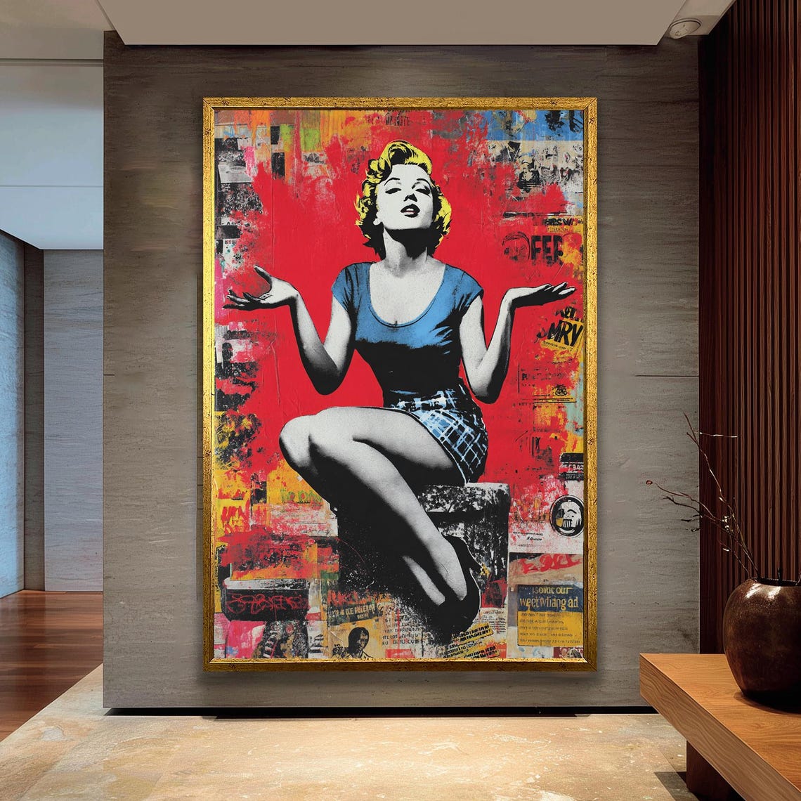Marilyn Monroe Pop Art Poster Bold Retro Collage Style Portrait