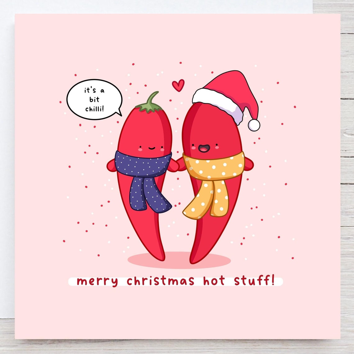 Chilli Peppers Winter Scarves Merry Christmas Hot Stuff Pun Wall Art