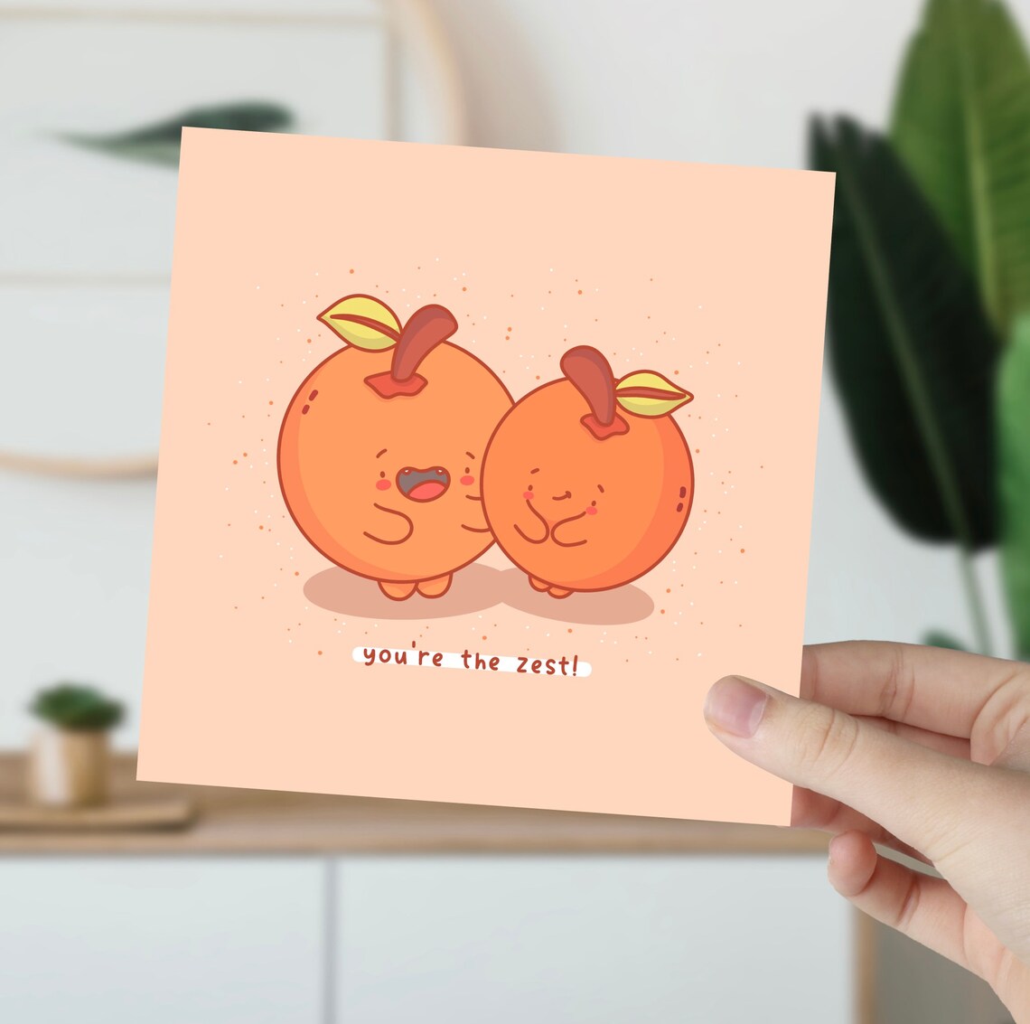 Happy Orange Citrus Pair You Are the Zest Love Card Pun Print - Image 5