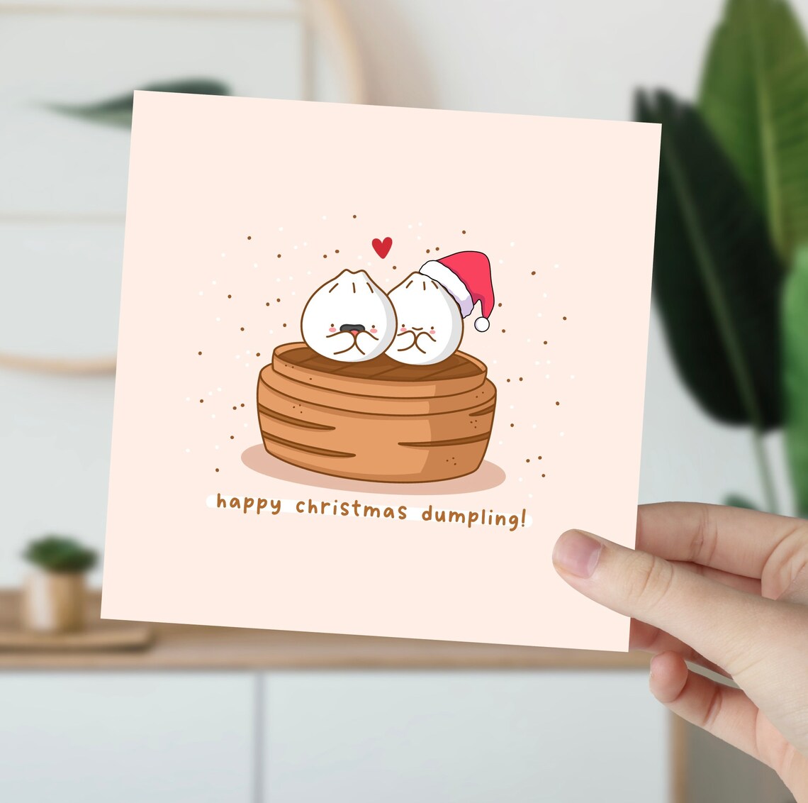 Kawaii Dim Sum Bao Steamer Christmas Pun Poster Santa Hat Heart - Image 5