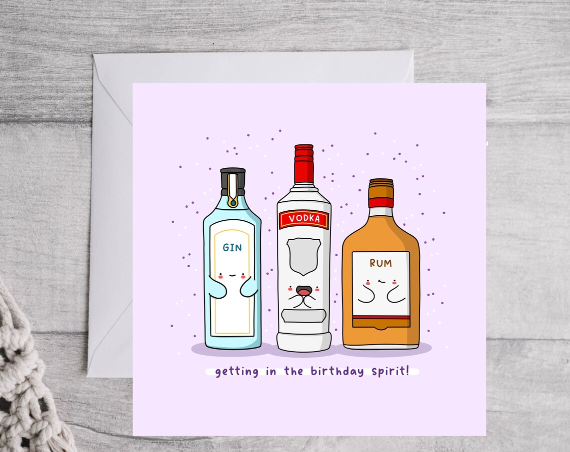 Getting in the Birthday Spirit Funny Liquor Card Pink Poster - Image 2