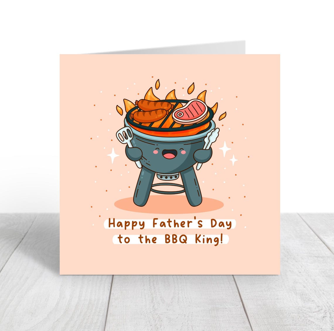 Kawaii Happy Fathers Day to the BBQ King Grill Pun Art Print - Image 4