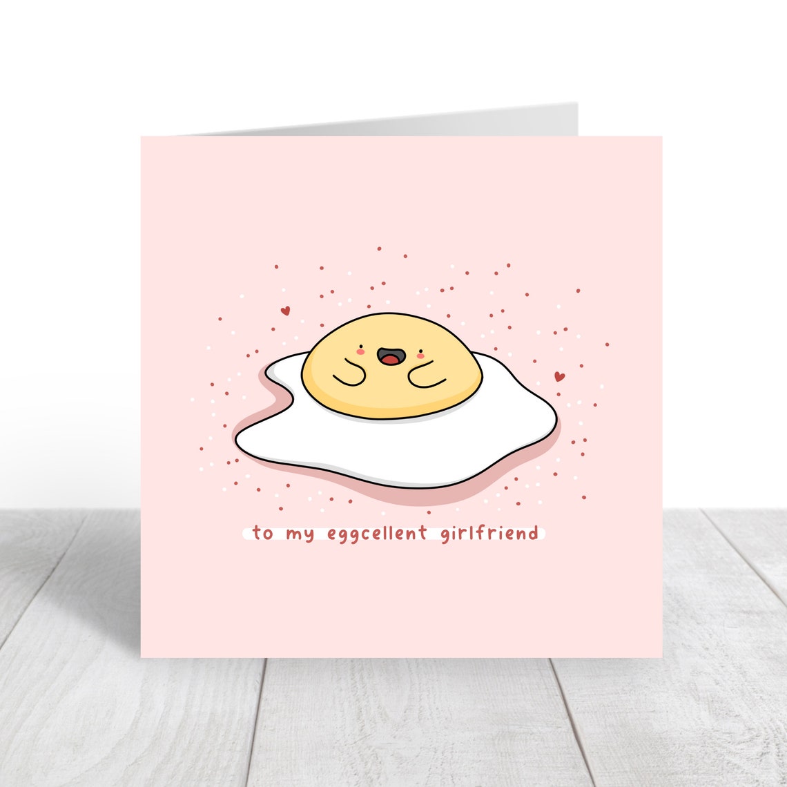 Smiling Fried Egg Eggcellent Girlfriend Birthday Card Cute Print - Image 2