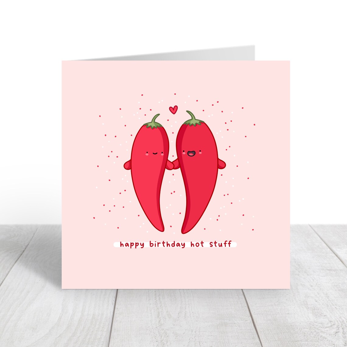 Happy Birthday Hot Stuff Two Cute Red Chili Pun Card Art Poster - Image 2