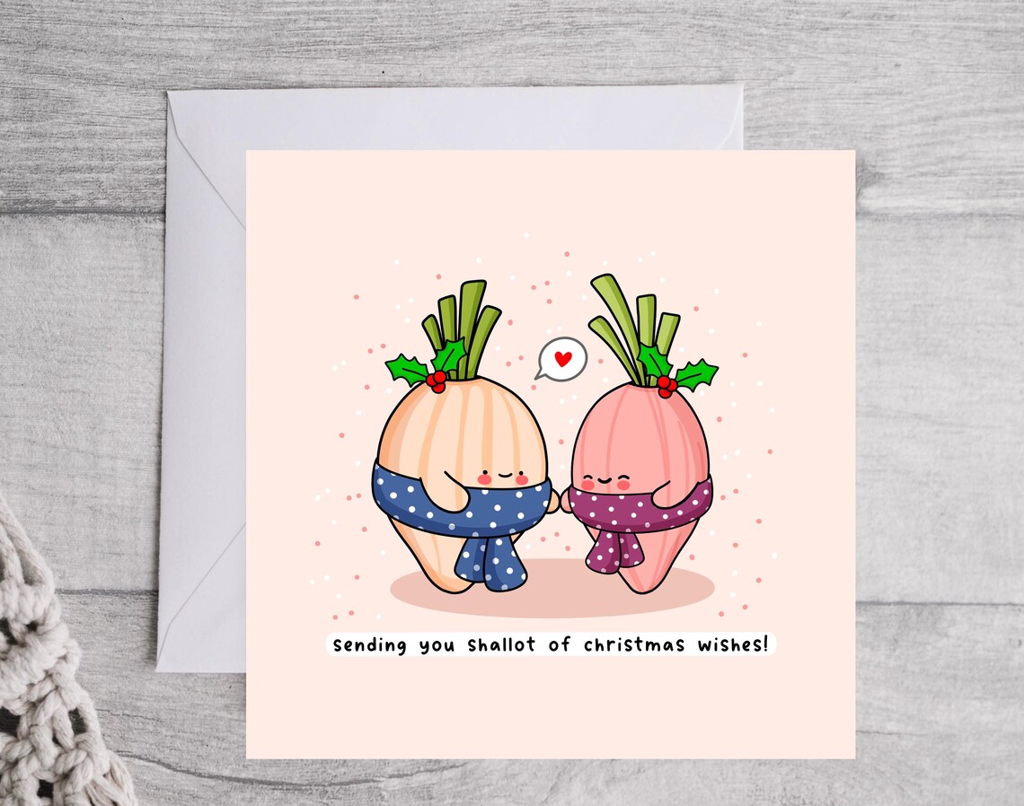 Kawaii Sending You Shallot of Christmas Wishes Pun Art Print - Image 4