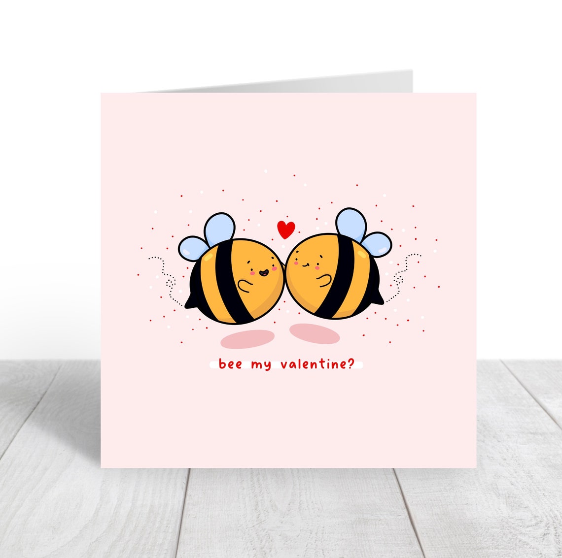 Kawaii Bee Valentine Pun Poster with Bee My Valentine Nuzzling Bees - Image 4