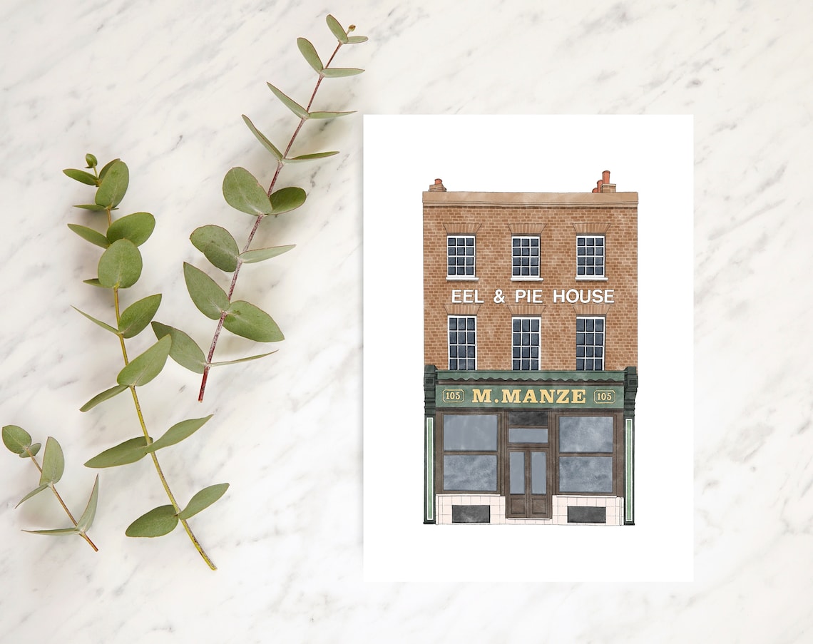 M Manze Eel and Pie House South London Shop Front Decor Art Print - Image 3