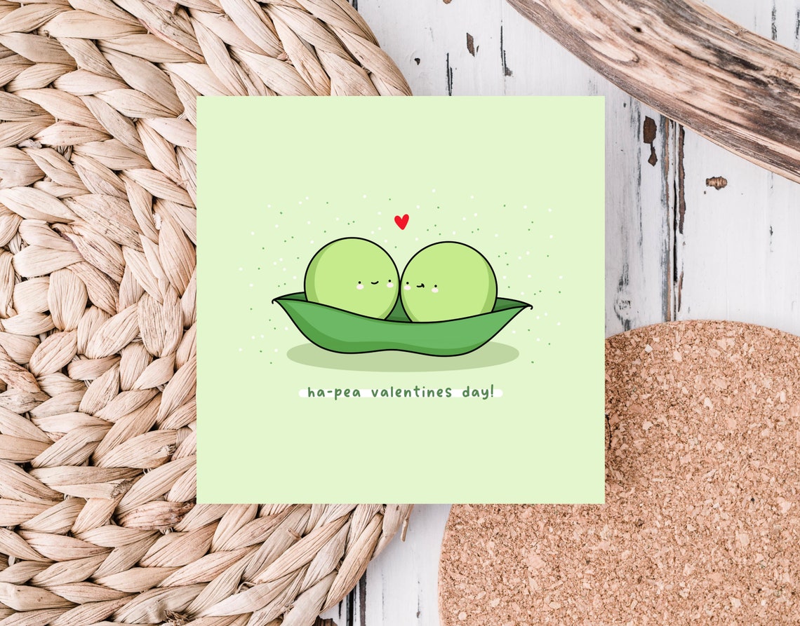 Ha-Pea Valentines Day Kawaii Two Peas In A Pod Love Card Poster - Image 3