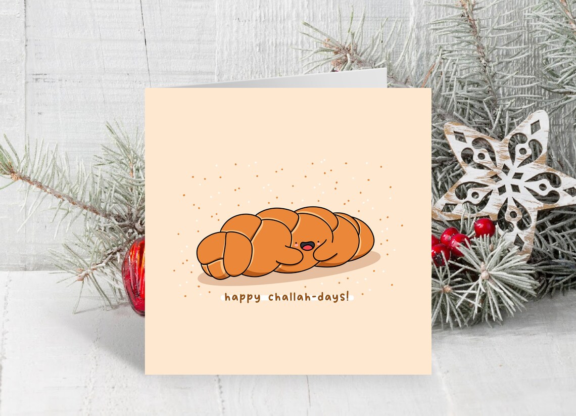 Happy Challah Days Card Hanukkah Card Funny Hanukkah Card Kawaii Card - Image 2