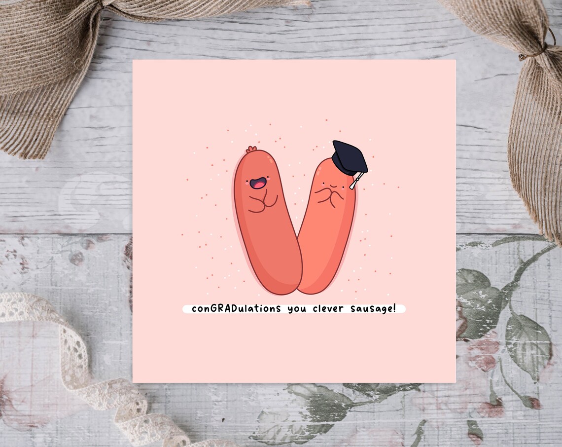 Sausage Duo Graduation Cap ConGRADulations Clever Sausage Wall Art - Image 2
