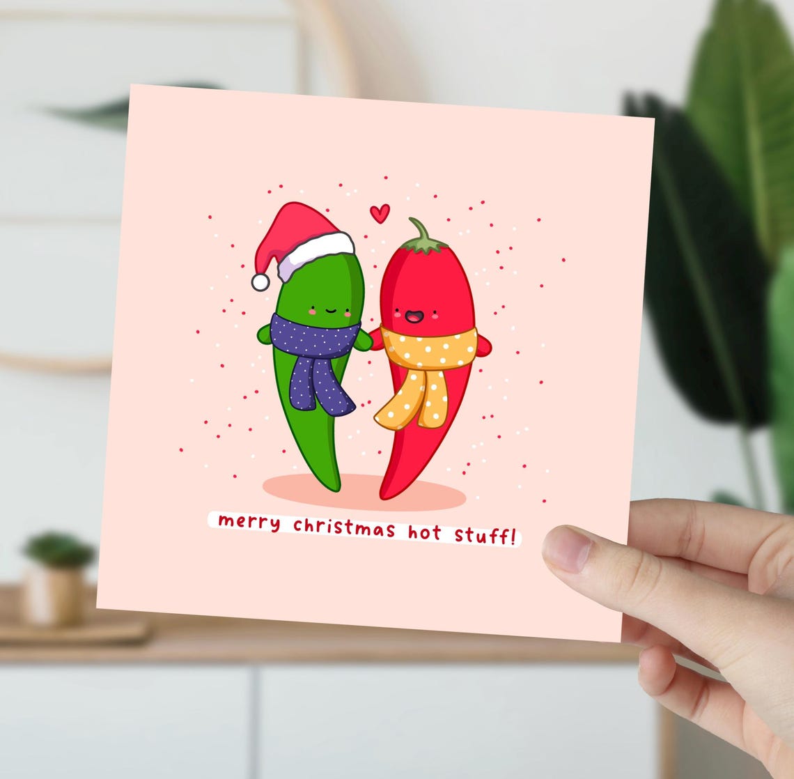 Kawaii Merry Christmas Hot Stuff Chilli Couple Pun Art Print - Image 6