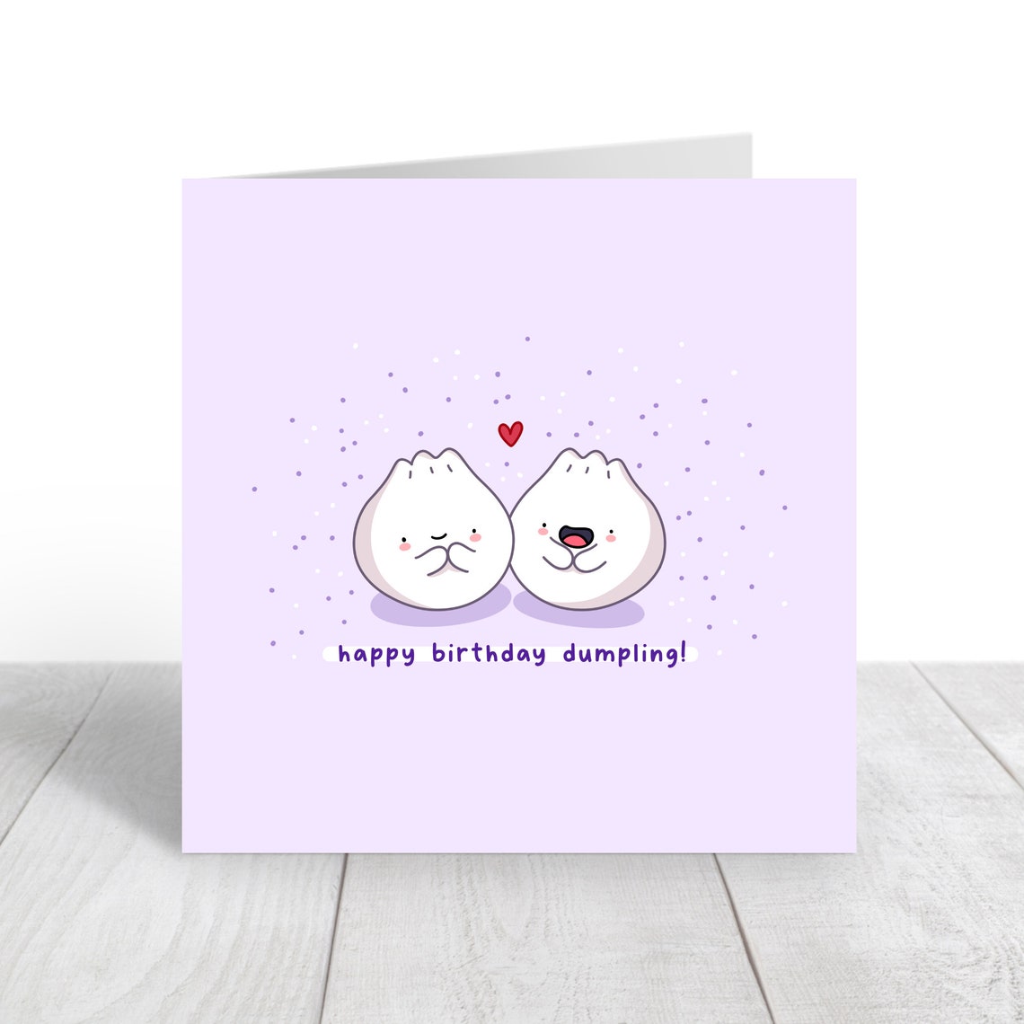 Cute Dumpling Pair Happy Birthday Dumpling Card Kawaii Print - Image 4