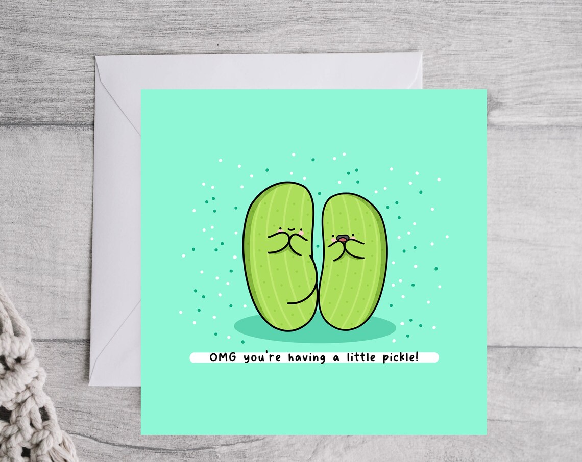 OMG Youre Having A Little Pickle Pregnancy Illustrated Card Print - Image 3