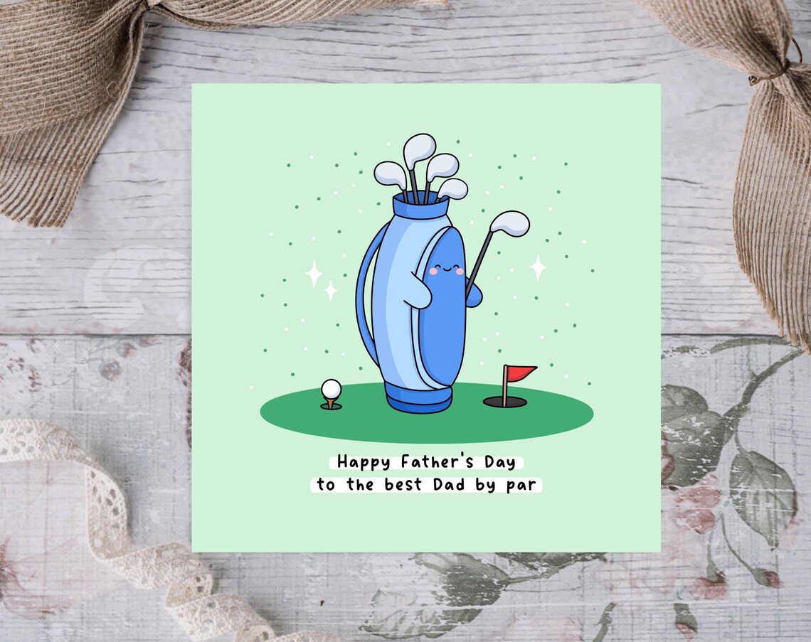 Kawaii Happy Fathers Day to the Best Dad by Par Golf Pun Print - Image 2