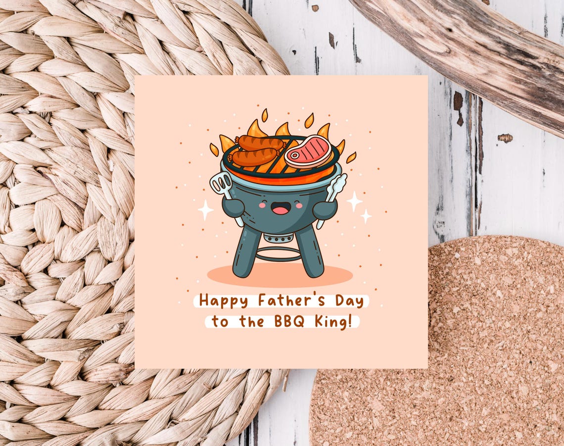 Kawaii Happy Fathers Day to the BBQ King Grill Pun Art Print - Image 6