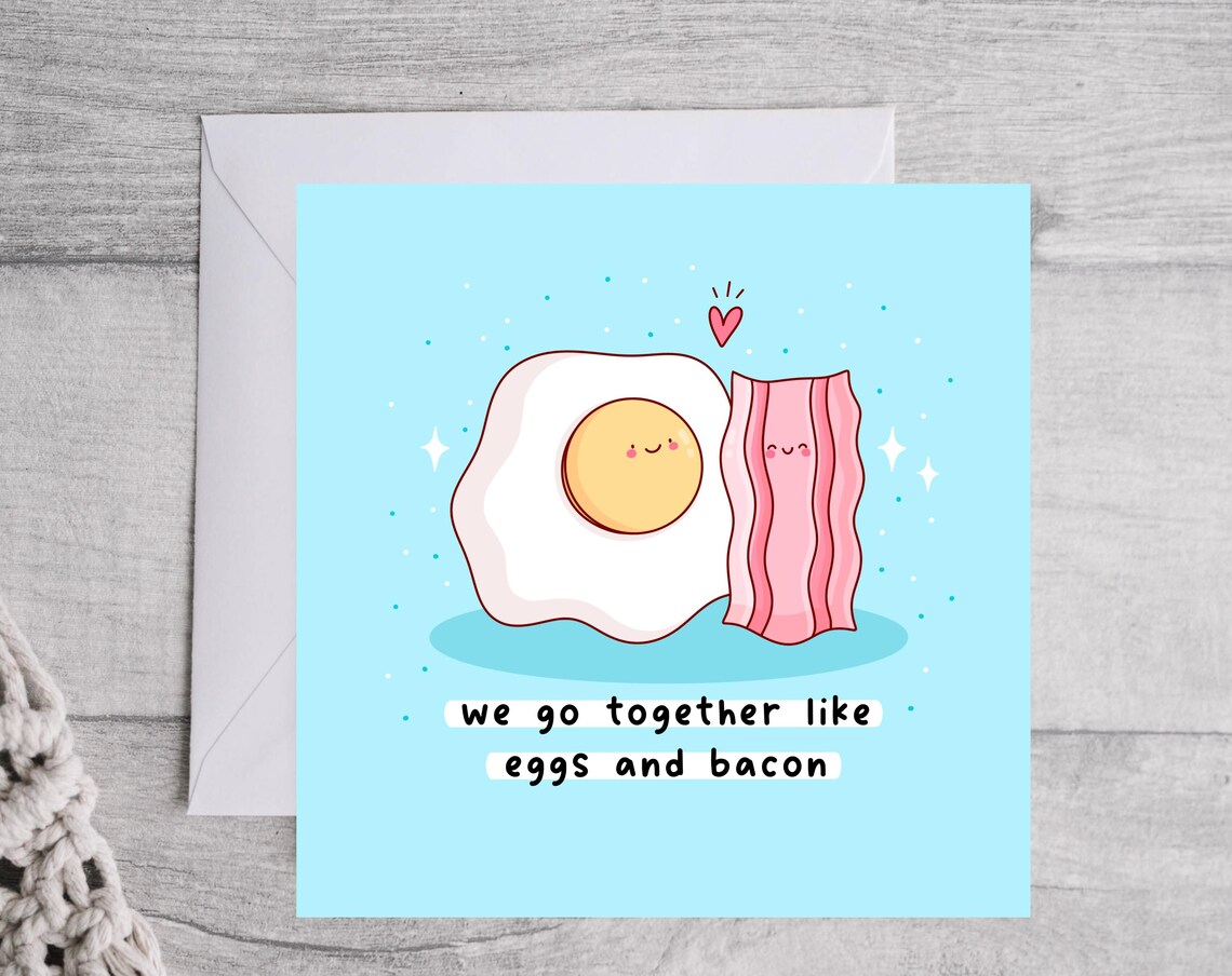 We Go Together Like Eggs And Bacon Kawaii Breakfast Love Poster - Image 3