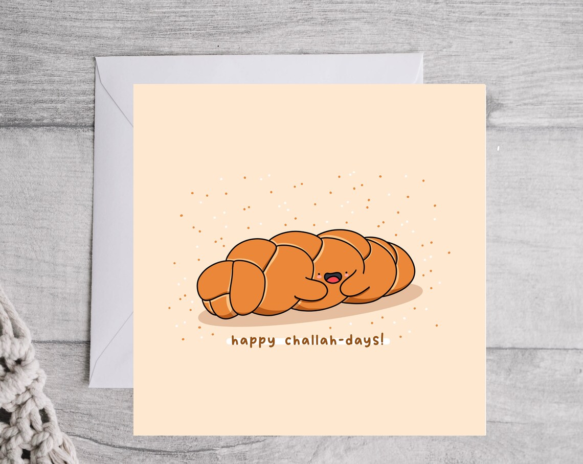 Happy Challah Days Card Hanukkah Card Funny Hanukkah Card Kawaii Card - Image 4
