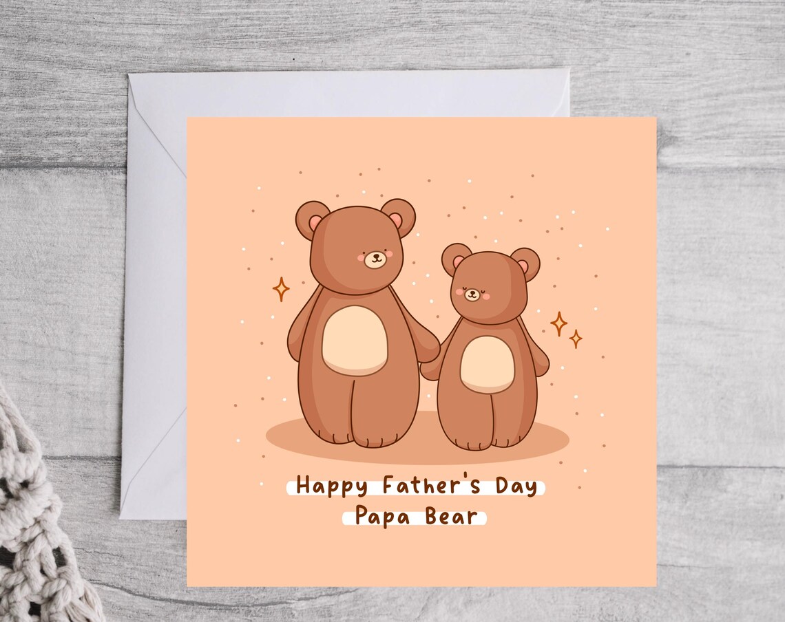 Happy Father's Day Papa Bear Cute Smiling Bear Kawaii Card Poster - Image 4