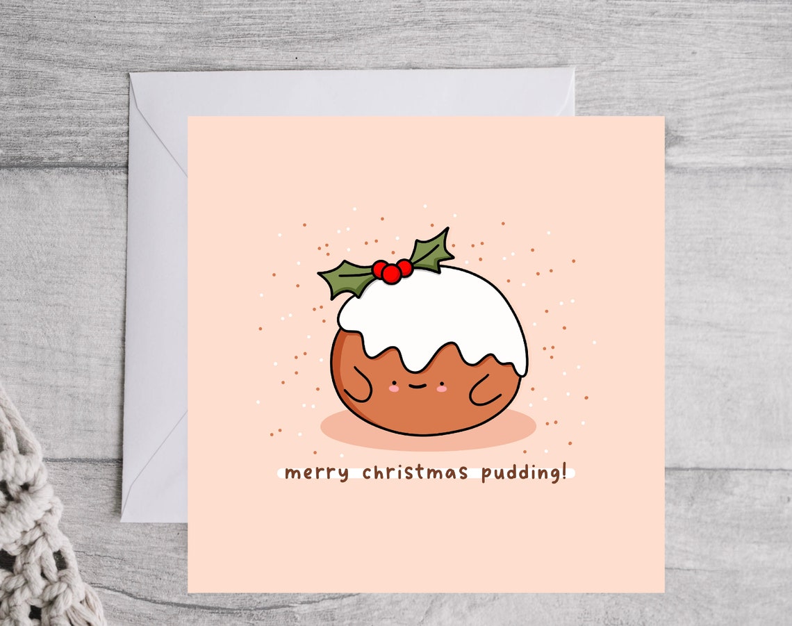 Merry Christmas Pudding Kawaii Holiday Pudding Dessert Poster - Image 2