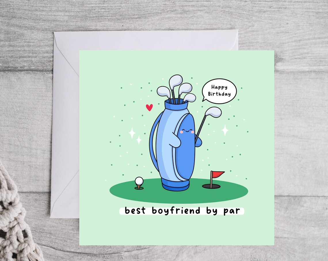 Best Boyfriend By Par Kawaii Golf Bag Birthday Card Gift Poster - Image 3
