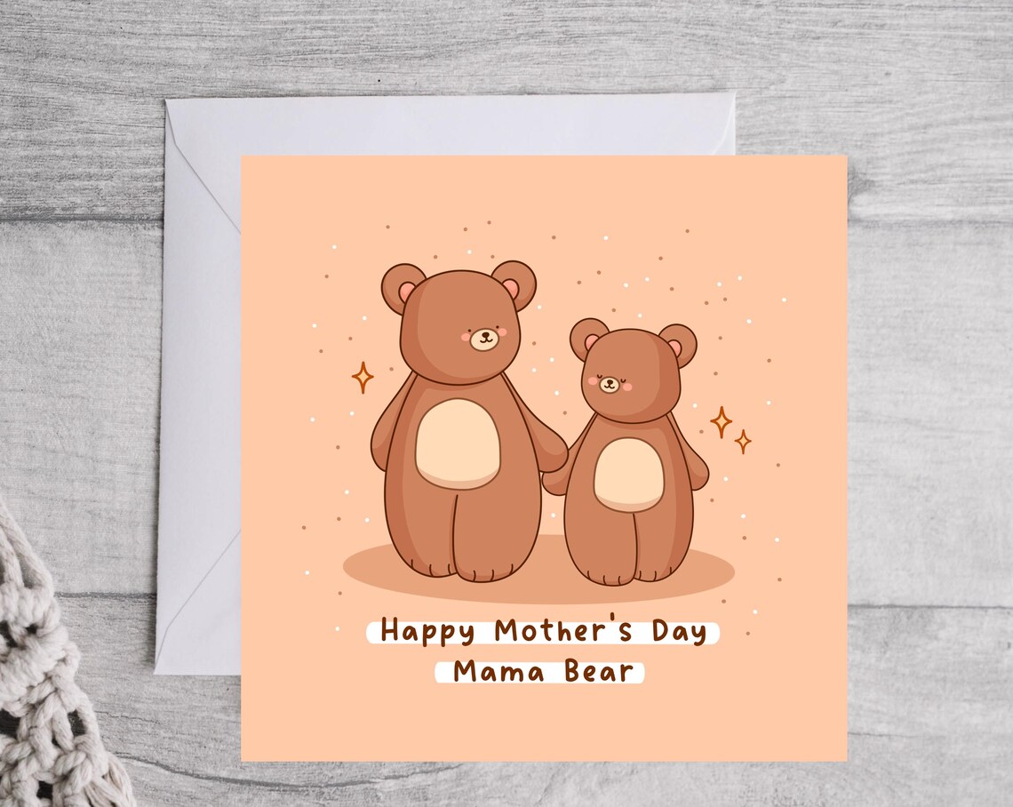 Kawaii Happy Mothers Day Mama Bear and Cute Cub Pun Art Print - Image 4