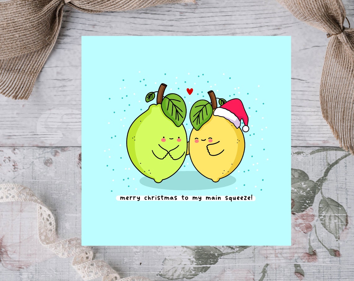 Merry Christmas To My Main Squeeze Citrus Illustrated Card Print - Image 2