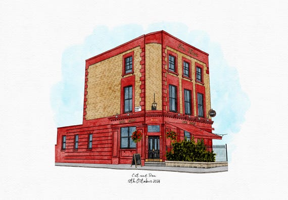 Custom Wedding Venue Portrait Business Portrait Your Favourite Shop Cafe Pub School Place Or Restaurant Portrait