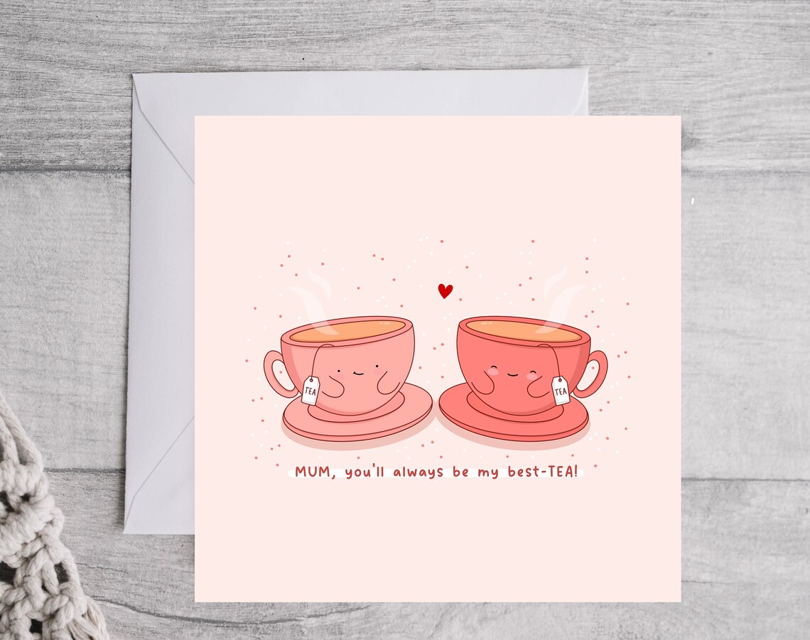 Kawaii Pink Teacup Mothers Day Pun Poster with Best Tea Cups - Image 2