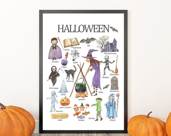 Halloween Learning Poster Kids Homeschool Decor